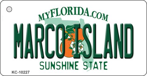 1.5 x 3 in. Marco Island Florida State License Plate Key Chain