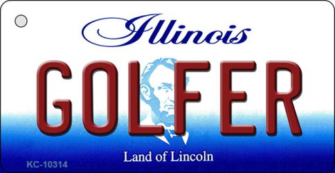 KC-10314 1.5 x 3 in. Golfer Illinois State License Plate Key Chain