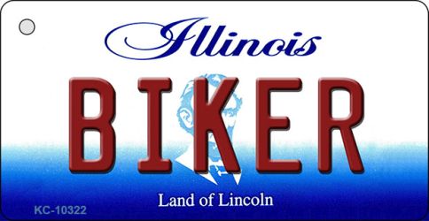 KC-10322 1.5 x 3 in. Biker Illinois State License Plate Key Chain