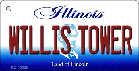 KC-10325 1.5 x 3 in. Willis Tower Illinois State License Plate Key Chain