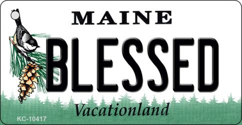 KC-10417 1.5 x 3 in. Blessed Maine State License Plate Key Chain