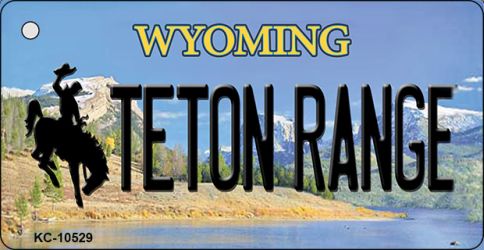 KC-10529 3.5 x 2 in. Teton Range Wyoming State License Plate Key Chain