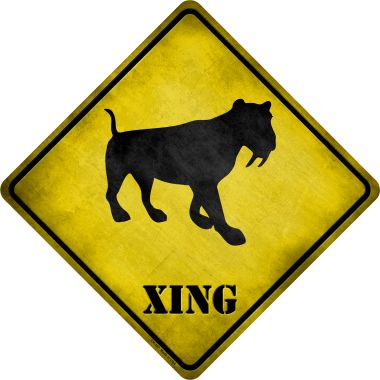 SMART BLONDE Saber-Toothed Tiger Xing Novelty Metal Crossing Sign CX-187