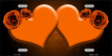 LP-11446 6 x 12 in. Hearts Over Roses in Orange Novelty License Plate