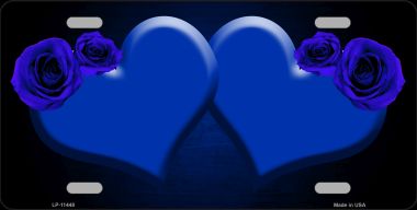 LP-11448 6 x 12 in. Hearts Over Roses in Blue Novelty License Plate