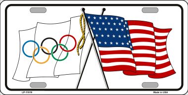 LP-11519 6 x 12 in. Olympic Crossed US Flag License Plate