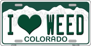 LP-12156 6 x 12 in. I Love Weed Colorado Novelty Metal License Plate