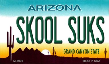 M-6095 3.5 x 2 in. Skool Suks Arizona State License Plate Magnet