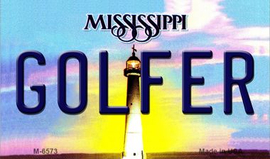 M-6573 3.5 x 2 in. Golfer Mississippi State License Plate Magnet