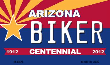 M-6826 3.5 x 2 in. Biker Arizona Centennial State License Plate Magnet