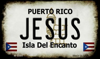 M-6868 3.5 x 2 in. Jesus Puerto Rico State License Plate Magnet