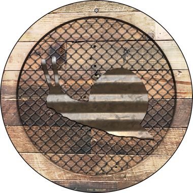 Corrugated Snail on Wood Novelty Metal Circular Sign C-1033