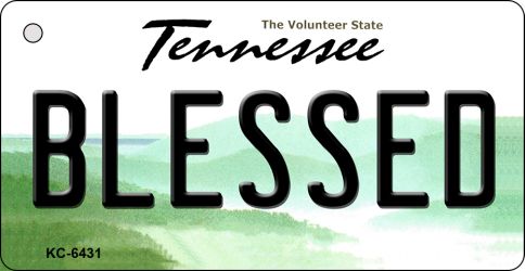 KC-6431 1.5 x 3 in. Blessed Tennessee License Plate Key Chain