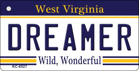 KC-6527 1.5 x 3 in. Dreamer West Virginia License Plate Key Chain