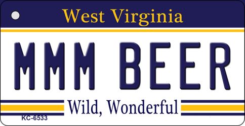 KC-6533 1.5 x 3 in. MMM Beer West Virginia License Plate Key Chain