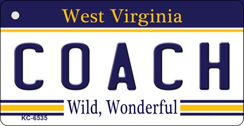 KC-6535 1.5 x 3 in. Coach West Virginia License Plate Key Chain