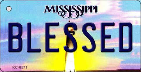 KC-6571 1.5 x 3 in. Blessed Mississippi State License Plate Key Chain