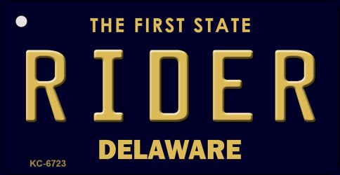 KC-6723 1.5 x 3 in. Rider Delaware State License Plate Key Chain