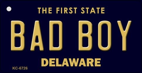 KC-6726 1.5 x 3 in. Bad Boy Delaware State License Plate Key Chain