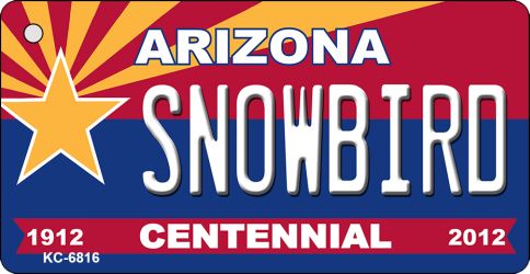 KC-6816 3.5 x 2 in. Snowbird Arizona Centennial State License Plate Key Chain