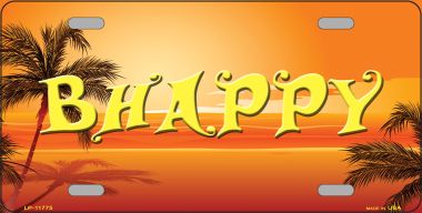 LP-11775 6 x 12 in. Be Happy Beach Scene Novelty License Plate