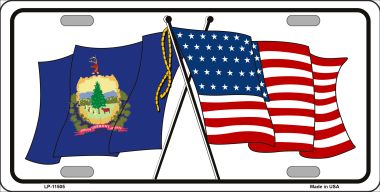 6 x 12 in. Vermont Crossed US Flag License Plate