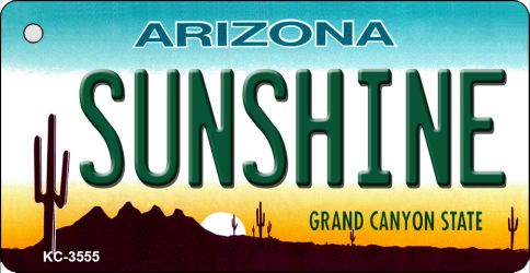 KC-3555 3.5 x 2 in. Sunshine Arizona State License Plate Key Chain