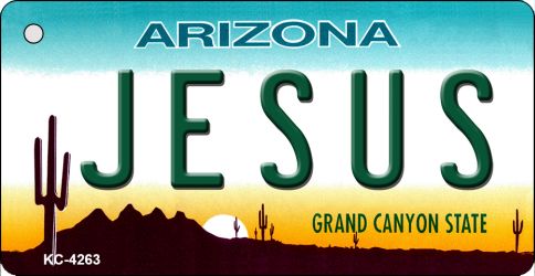 KC-4263 3.5 x 2 in. Jesus Arizona State License Plate Key Chain
