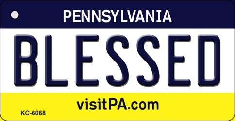KC-6068 1.5 x 3 in. Blessed Pennsylvania State License Plate Key Chain