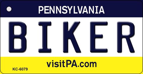 KC-6079 1.5 x 3 in. Biker Pennsylvania State License Plate Key Chain