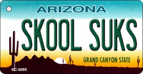 KC-6095 3.5 x 2 in. Skool Suks Arizona State License Plate Key Chain