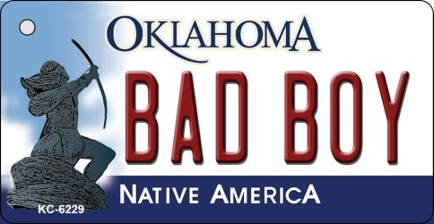 KC-6229 1.5 x 3 in. Bad Boy Oklahoma State License Plate Novelty Key Chain