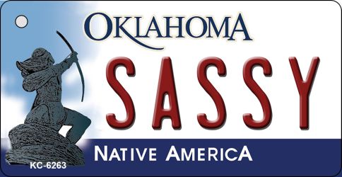 KC-6263 1.5 x 3 in. Sassy Oklahoma State License Plate Novelty Key Chain