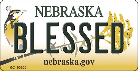 KC-10600 1.5 x 3 in. Blessed Nebraska State License Plate Novelty Key Chain