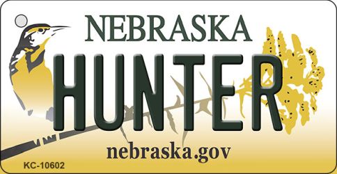 KC-10602 1.5 x 3 in. Hunter Nebraska State License Plate Novelty Key Chain