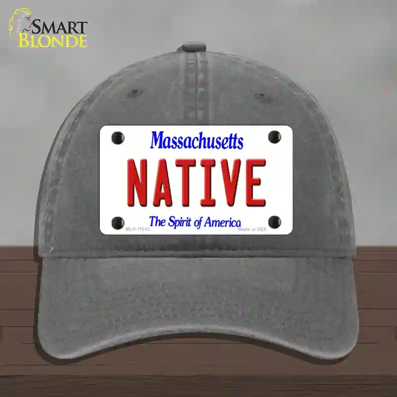 HAT08-MLP-11010 4 x 2.2 in. Native Massachusetts Novelty License Plate Hat, Charcoal - Unconstructed Cotton