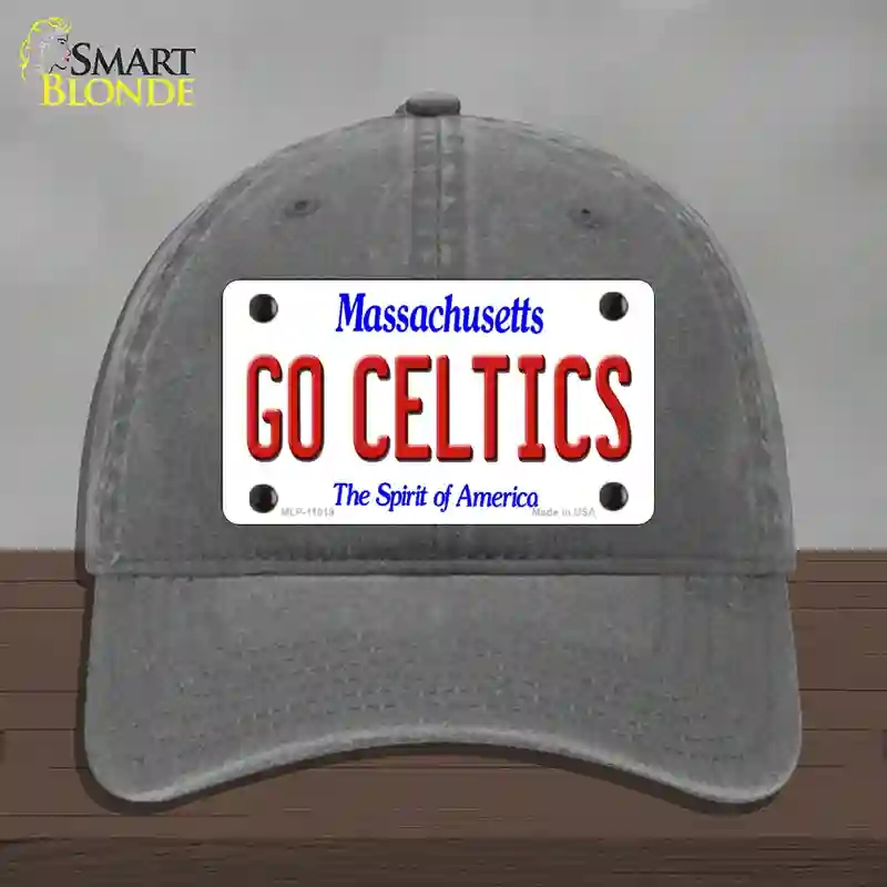 HAT08-MLP-11019 4 x 2.2 in. Go Celtics Massachusetts Novelty License Plate Hat, Charcoal - Unconstructed Cotton