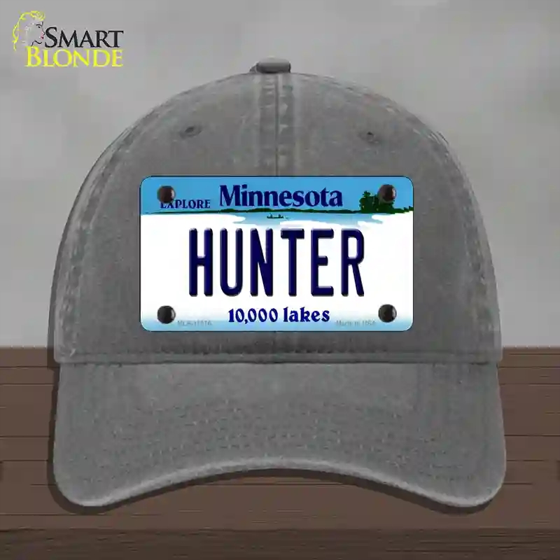 HAT08-MLP-11076 4 x 2.2 in. Hunter Minnesota State Novelty License Plate Hat, Charcoal - Unconstructed Cotton