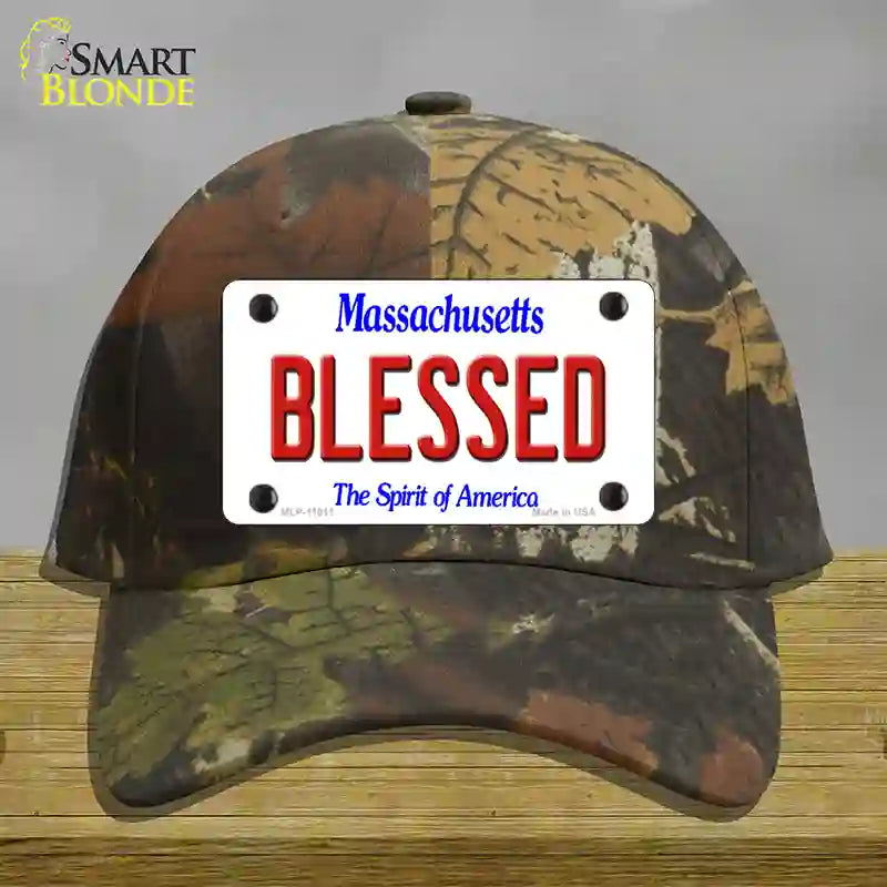 HAT06-MLP-11011 4 x 2.2 in. Blessed Massachusetts Novelty License Plate Hat, Camouflage - Cotton