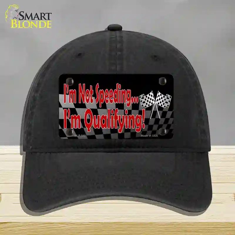 HAT07-MLP-048 4 x 2.2 in. Im Qualifying Novelty License Plate Hat, Black - Unconstructed Cotton