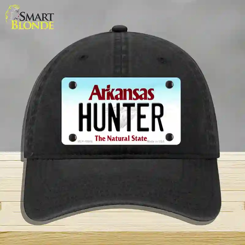 HAT07-MLP-10058 4 x 2.2 in. Hunter Arkansas Novelty License Plate Hat, Black - Unconstructed Cotton