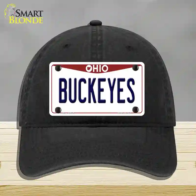HAT07-MLP-10074 4 x 2.2 in. Buckeyes Ohio Novelty License Plate Hat, Black - Unconstructed Cotton