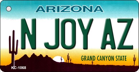 KC-1068 3.5 x 2 in. N Joy AZ Arizona State License Plate Key Chain