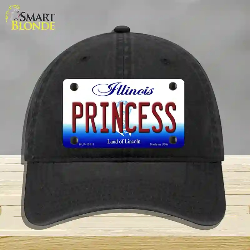 HAT07-MLP-10311 4 x 2.2 in. Princess Illinois Novelty License Plate Hat, Black - Unconstructed Cotton