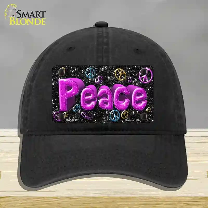 HAT07-MLP-10337 4 x 2.2 in. Peace Novelty License Plate Hat, Black - Unconstructed Cotton