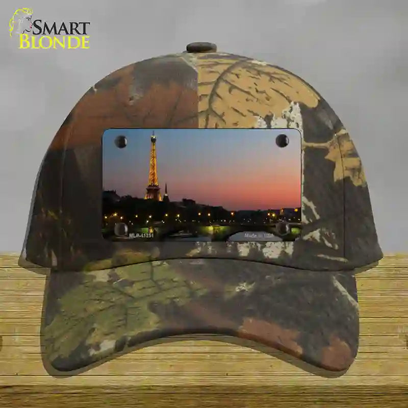 HAT06-MLP-11251 4 x 2.2 in. Eiffel Tower Night with River & Bridge Novelty License Plate Hat, Camouflage - Cotton