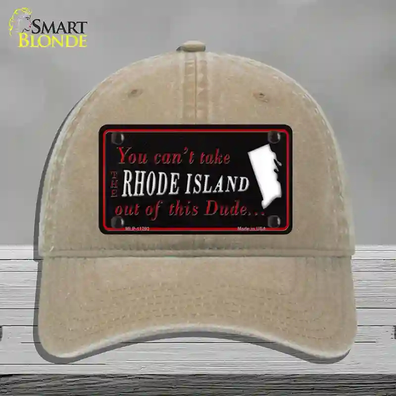 HAT09-MLP-11293 4 x 2.2 in. Rhode Island Dude Novelty License Plate Hat, Khaki - Unconstructed Cotton