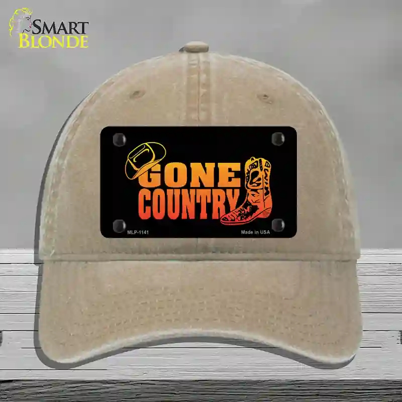HAT09-MLP-1141 4 x 2.2 in. Gone Country Novelty License Plate Hat, Khaki - Unconstructed Cotton