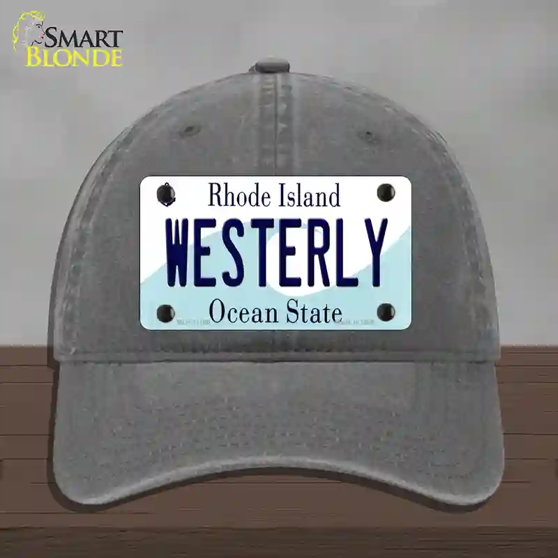 HAT08-MLP-11188 4 x 2.2 in. Westerly Rhode Island State Novelty License Plate Hat, Charcoal - Unconstructed Cotton