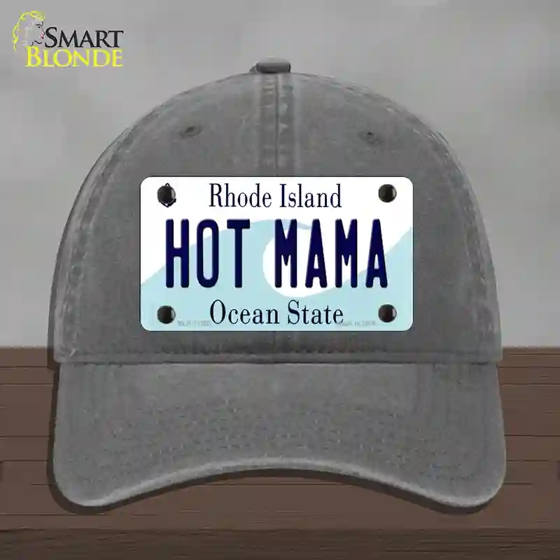 HAT08-MLP-11202 4 x 2.2 in. Hot Mama Rhode Island State Novelty License Plate Hat, Charcoal - Unconstructed Cotton